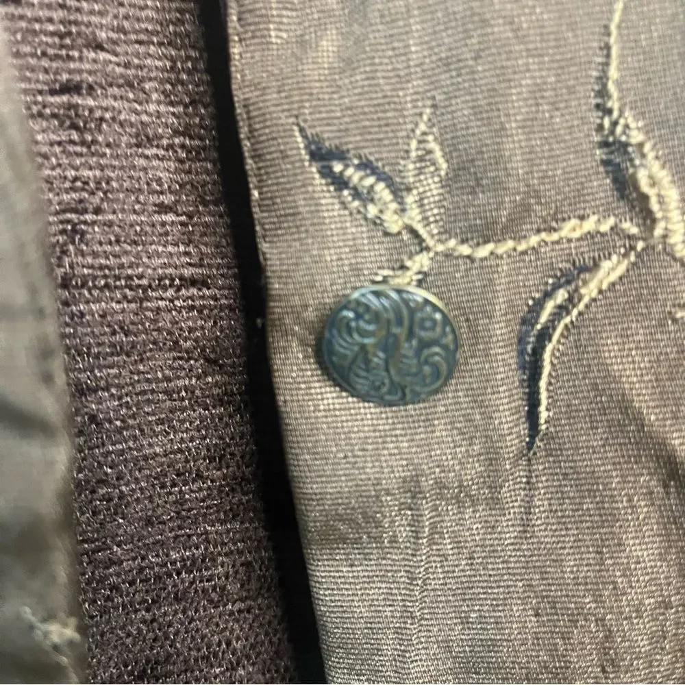 Chico's Womens Size 2 large Brown Paisley Embroidered Jacket Blazer